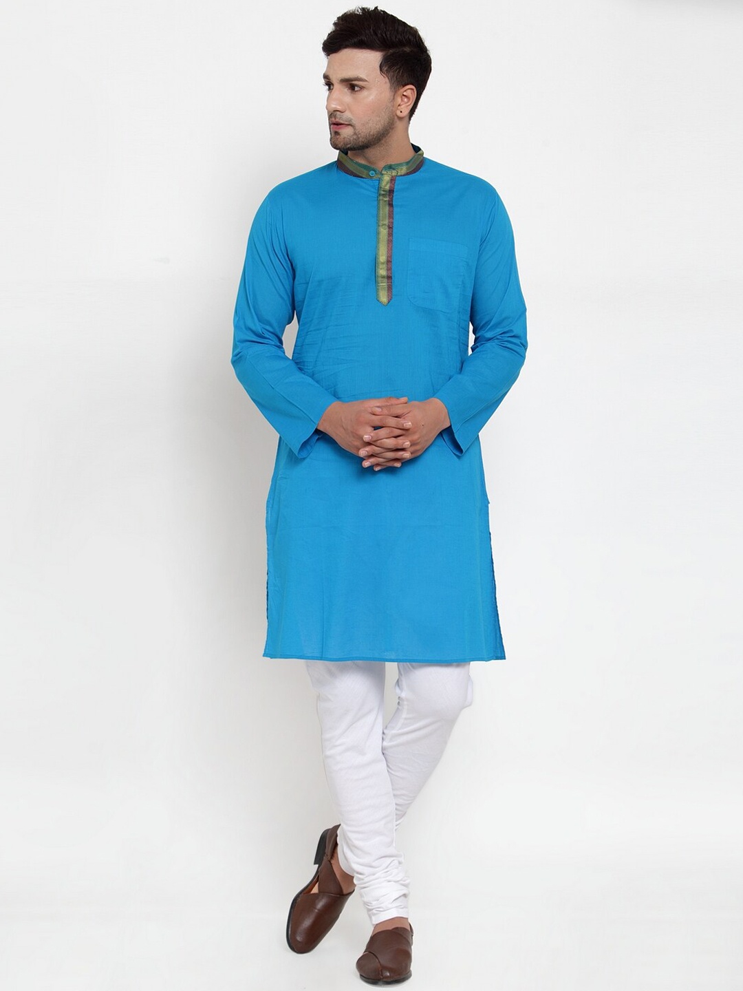 

NEUDIS Men Blue Regular Pure Cotton Kurta with Churidar