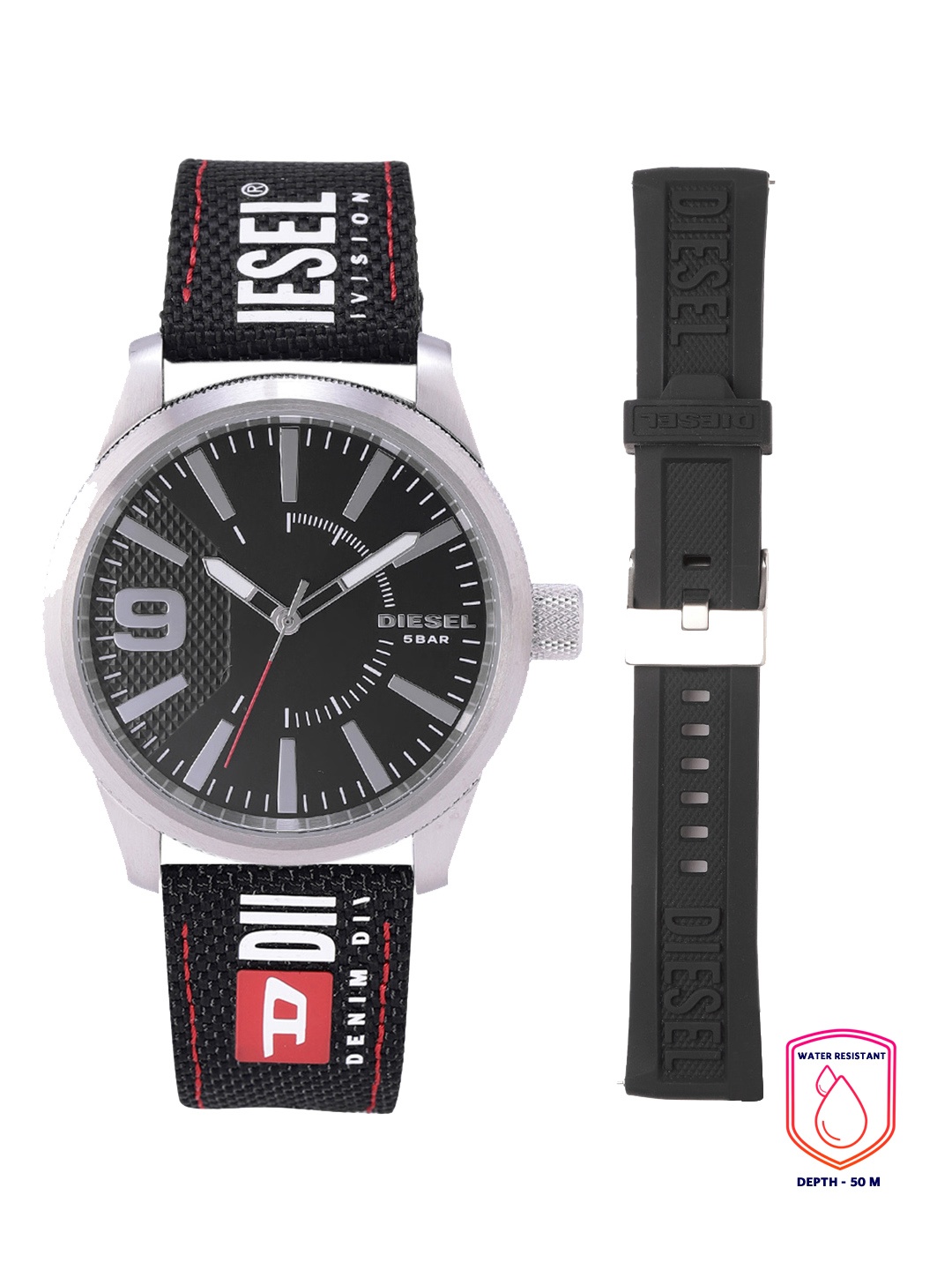 

DIESEL RASP NSBB Men Black Dial & Strap Analogue Watch with Additional Strap DZ1906