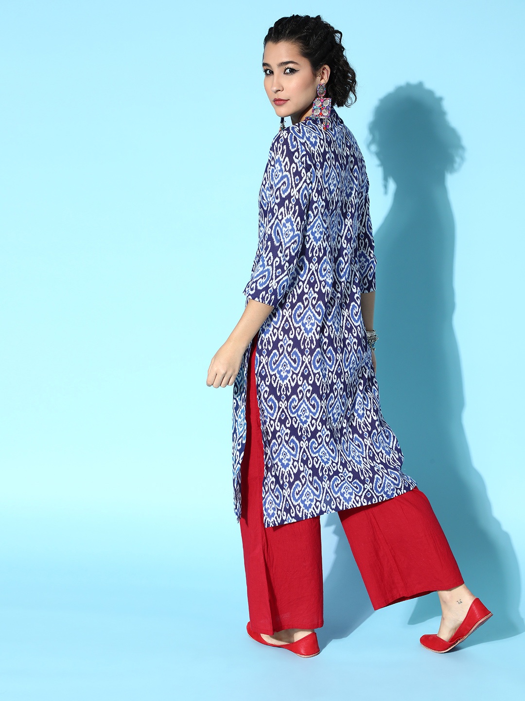 

HERE&NOW Women Blue & Off White Ethnic Motifs Printed Kurta