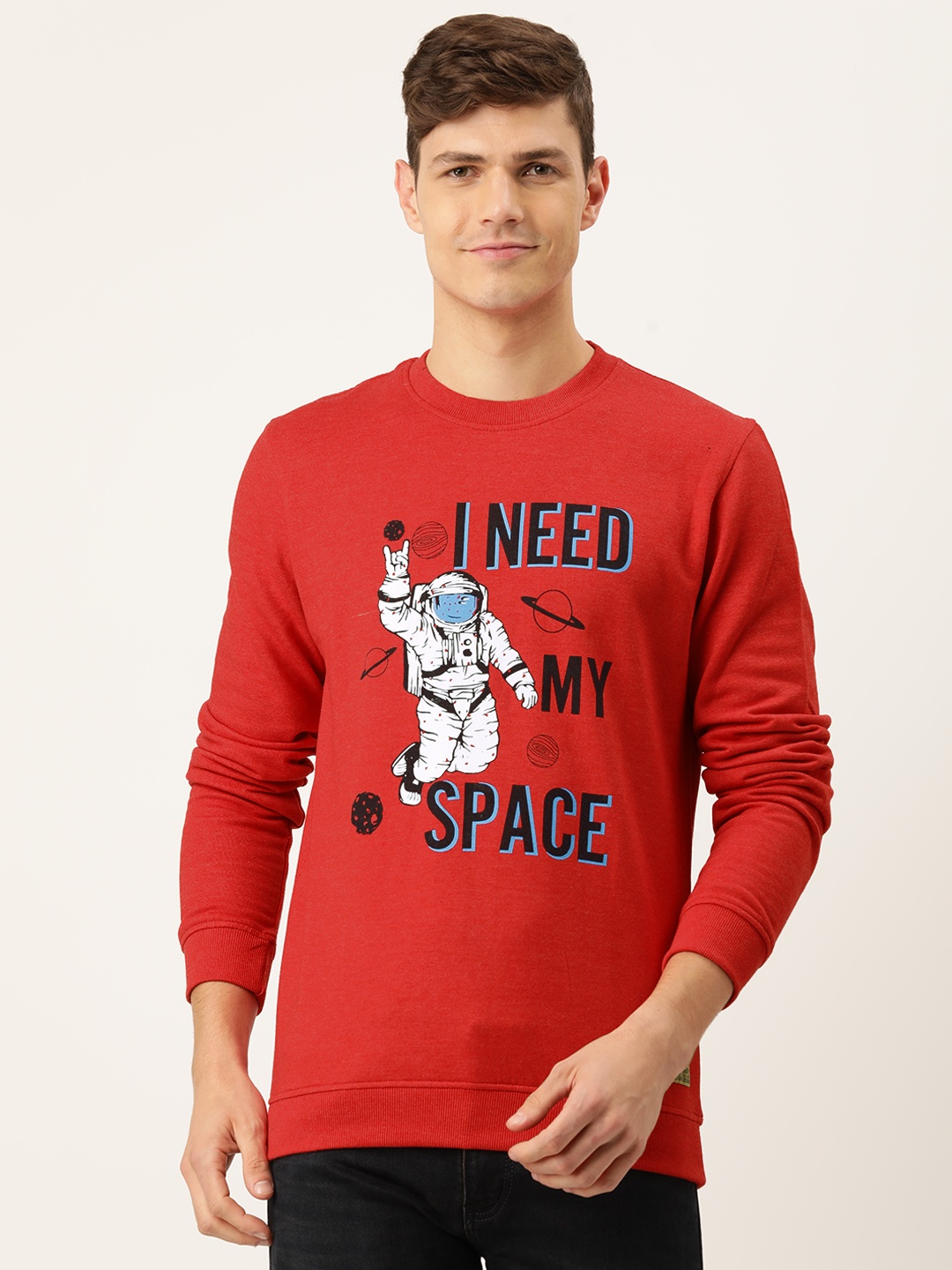 

PETER ENGLAND UNIVERSITY Men Red Printed Sweatshirt