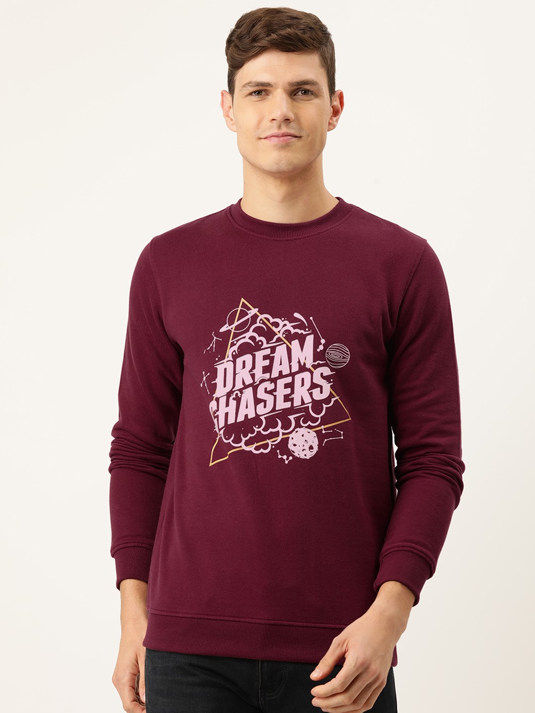 

PETER ENGLAND UNIVERSITY Men Maroon Printed Sweatshirt