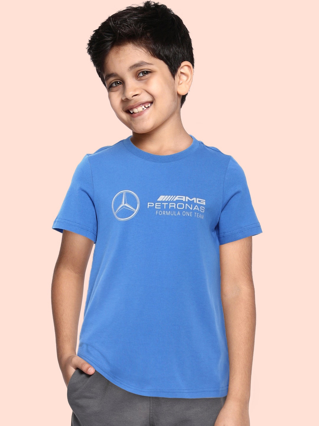 

Puma Kids Regular Fit Printed Mercedes F1 Logo Round Neck Pure Cotton T-shirt, Blue