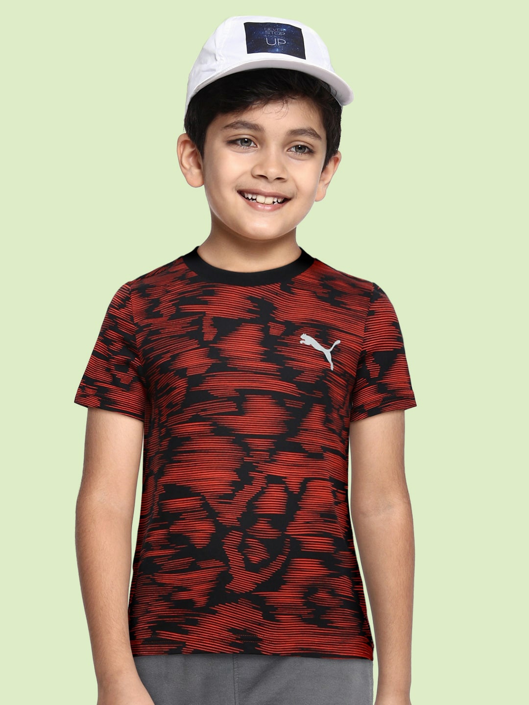 

Puma Boys Red & Black Printed Active Sport Pure Cotton T-shirt