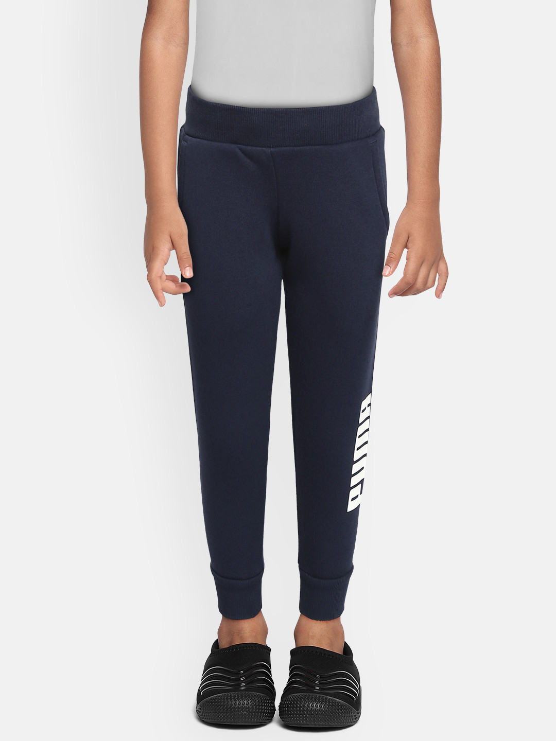 

Puma Boys Navy Blue Solid Straight Fit Joggers