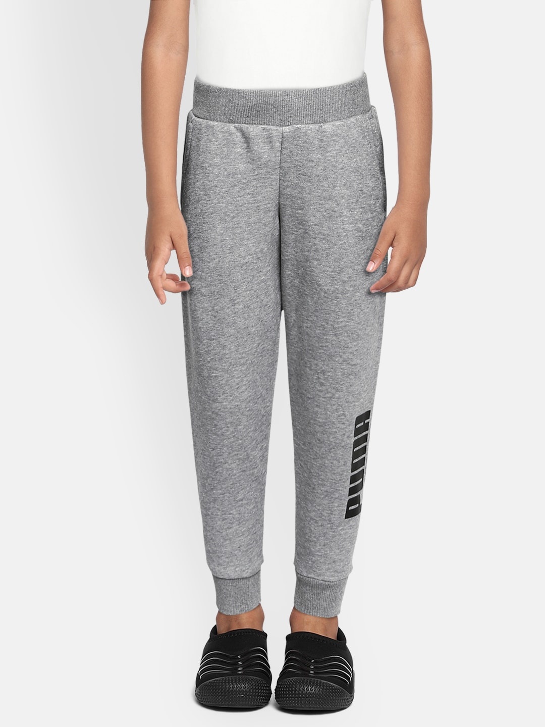 

Puma Boys Grey Melange Solid Straight Fit Joggers