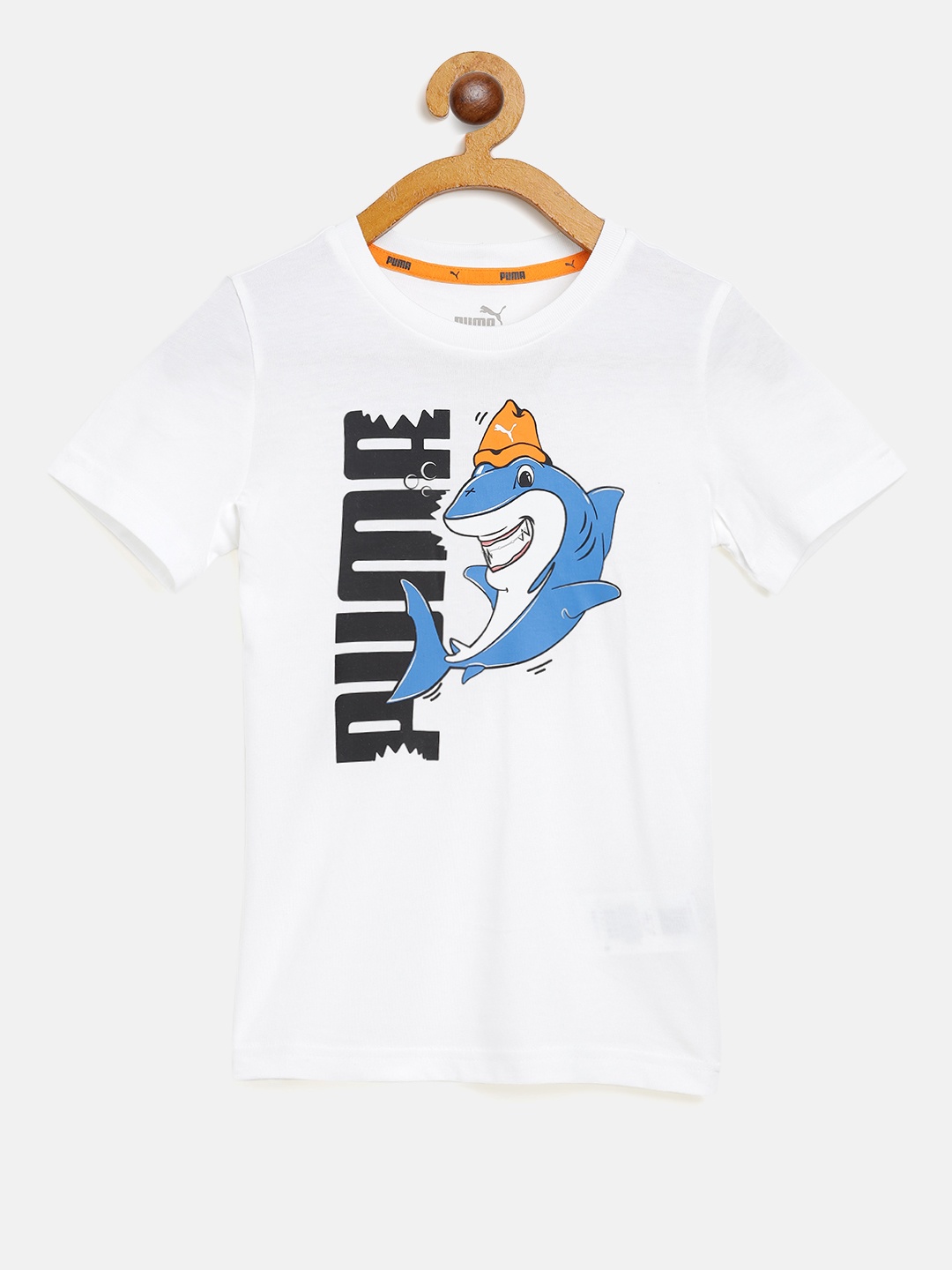 

Puma Kids Shark & Brand Logo Print Regular Fit T-shirt, White