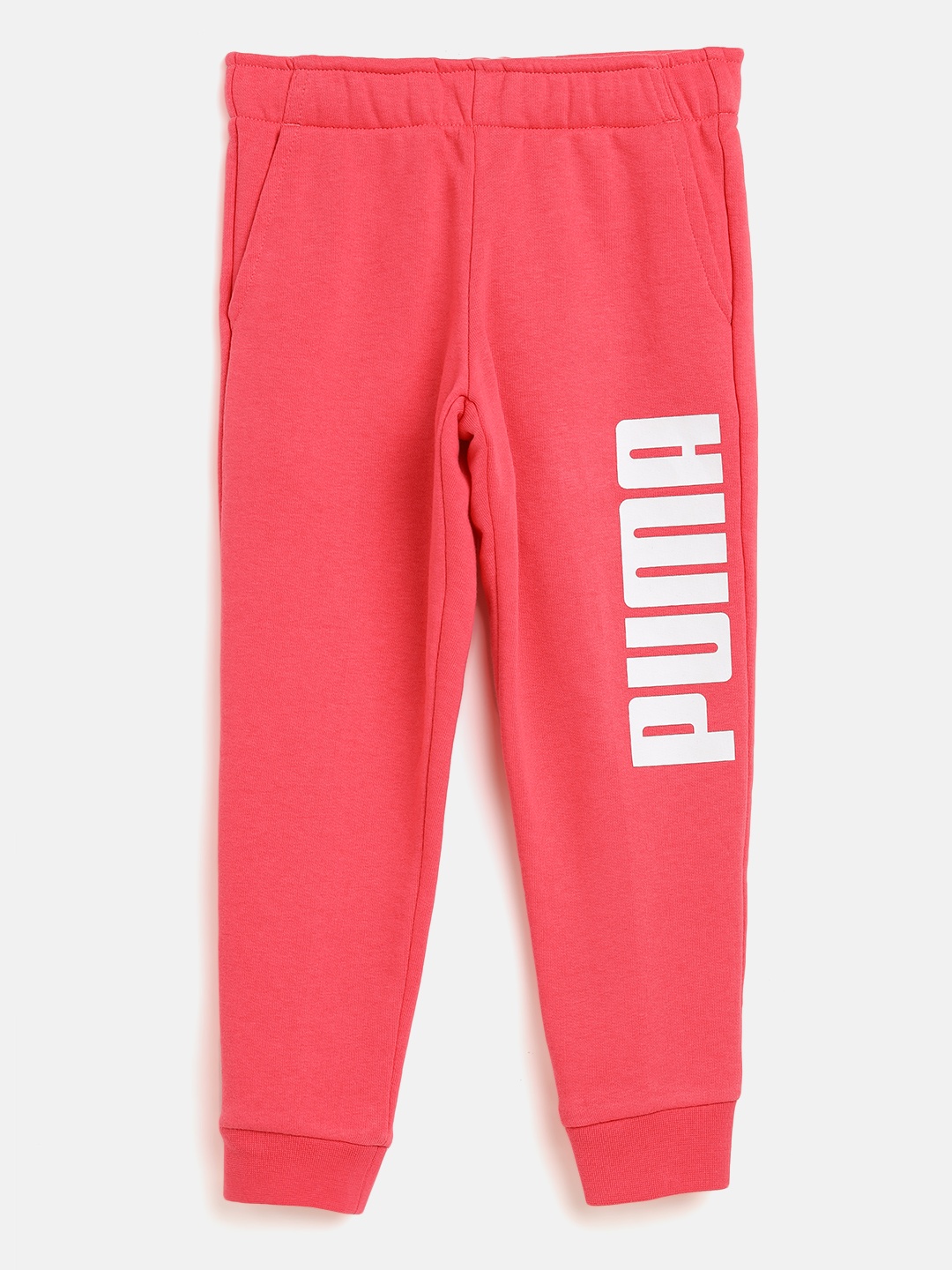 

Puma Kids Pink Solid Sweat Joggers with Brand Logo Print