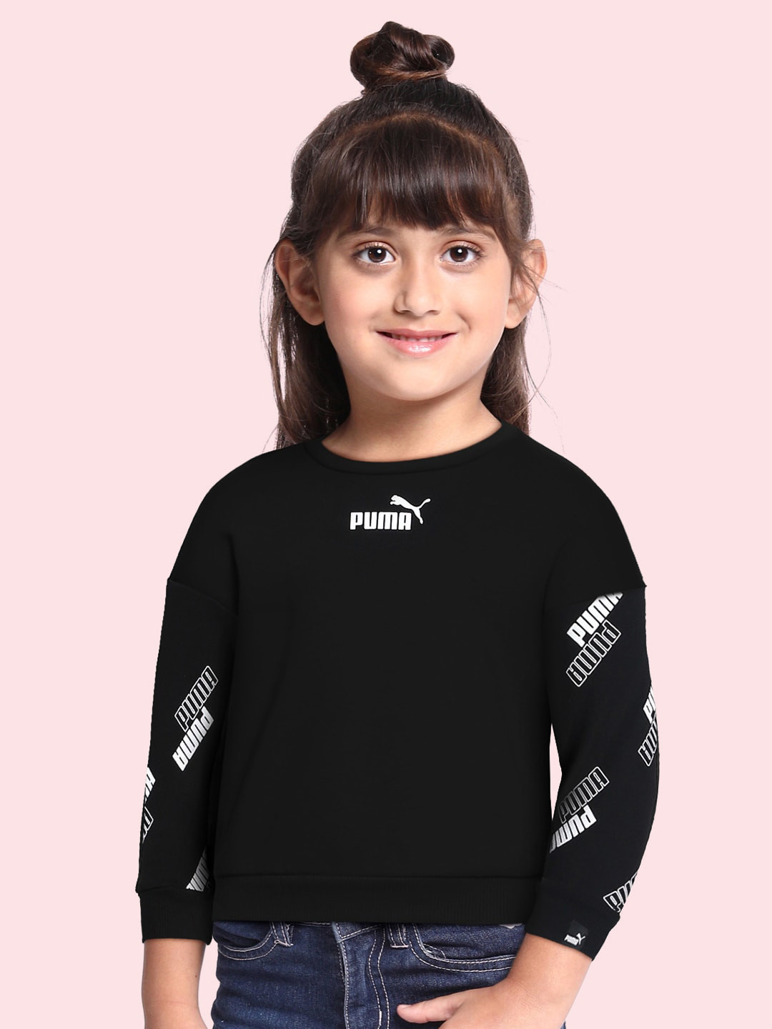 

Puma Girls Black Power Crew Printed Sweatshirt