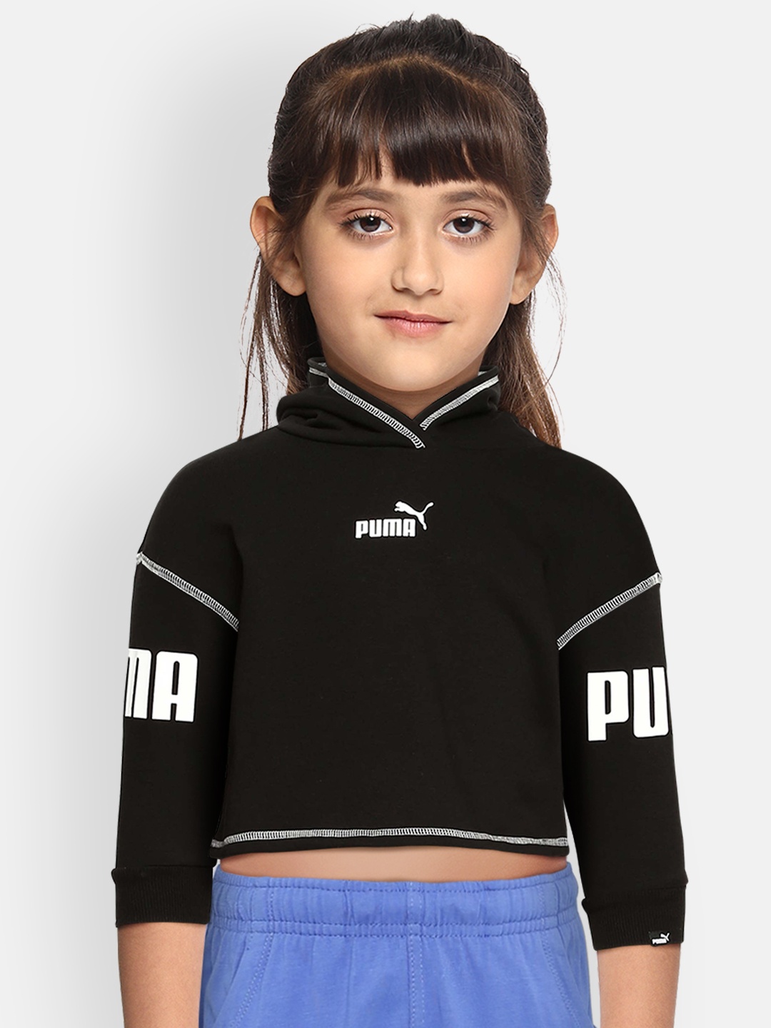 

Puma Girls Black Brand Logo Printed Sweatshirt