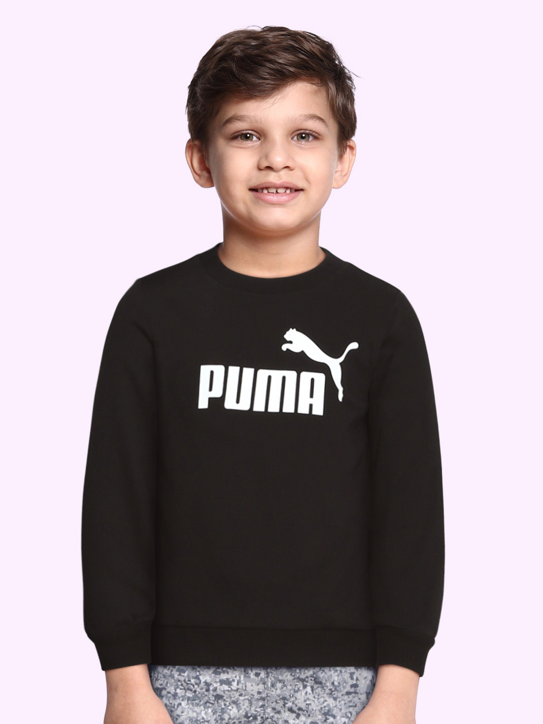 

Puma Boys Black Essential Big Logo Crew Sweat Shirt