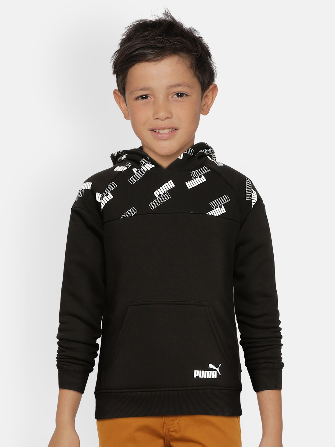 

Puma Boys Black Printed Power Hooded Regular Fit Sweatshirt