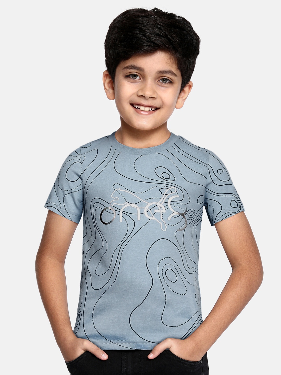 

Puma Boys Blue Printed Pure Cotton one8 Virat Kohli Pure Cotton T-shirt