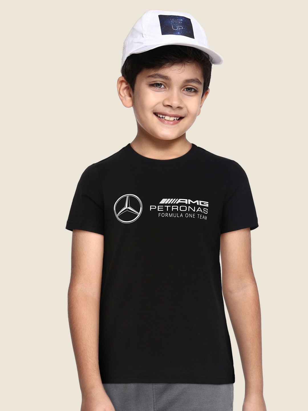 

Puma Kids Cotton Printed Mercedes F1 Logo Round Neck Regular Fit T-shirt, Black