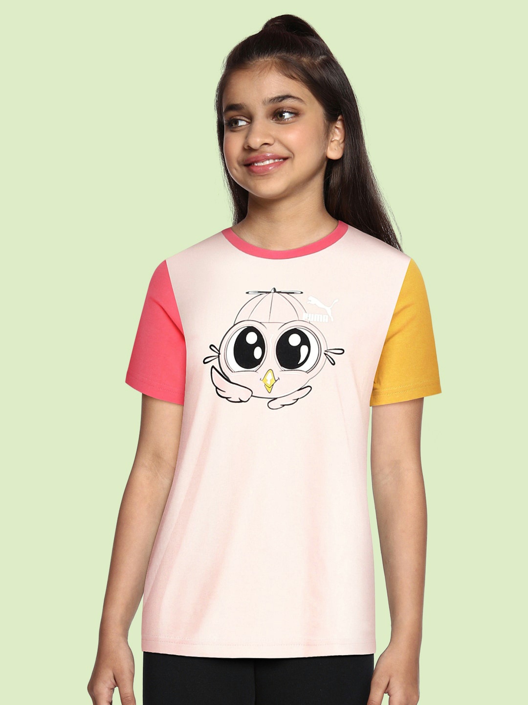 

Puma Kids Regular Fit Birdie Print Pure Cotton T-shirt, Pink