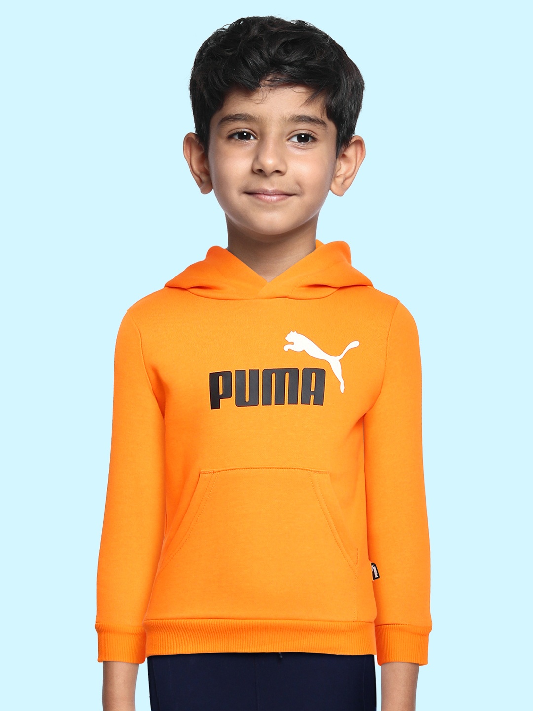 

Puma Boys Orange Solid Essential+ 2 Colour Big Logo Hooded Sweatshirt