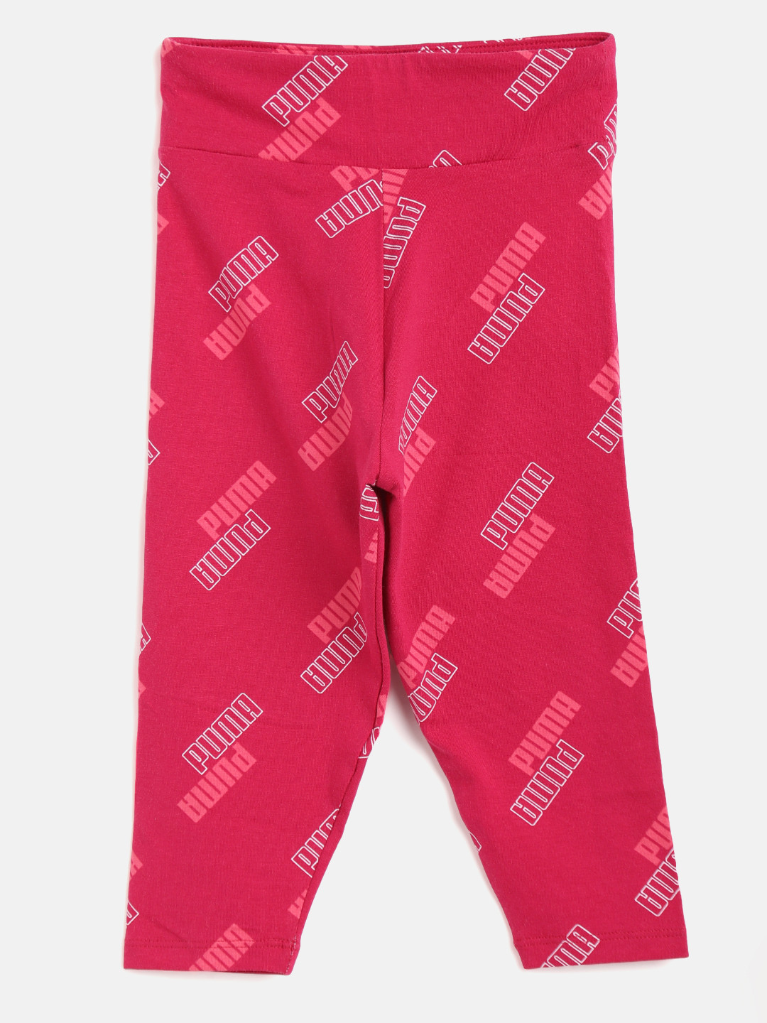 

Puma Girls Pink & White Brand Logo Print Power Slim Tights