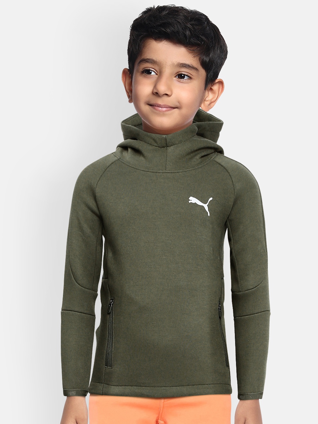 

Puma Boys Green Evostripe Regular Fit Hooded DryCell Sweatshirt