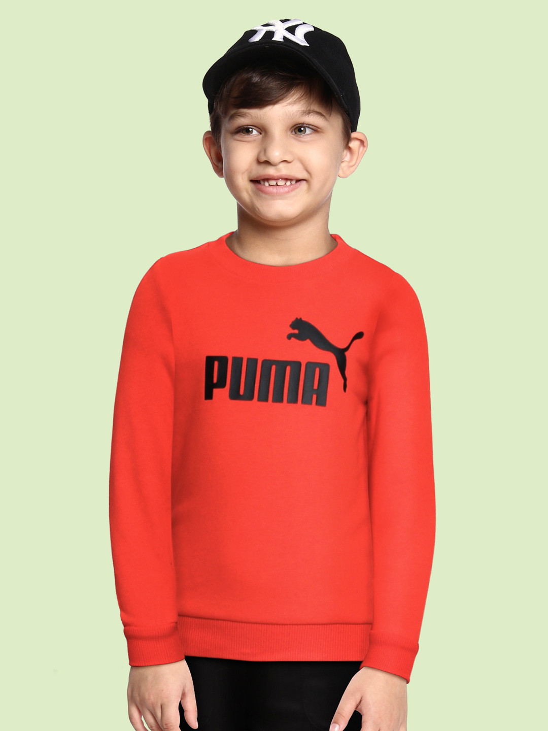 

Puma Boys Red Printed Essential Big Logo Crew Sweat Shirt