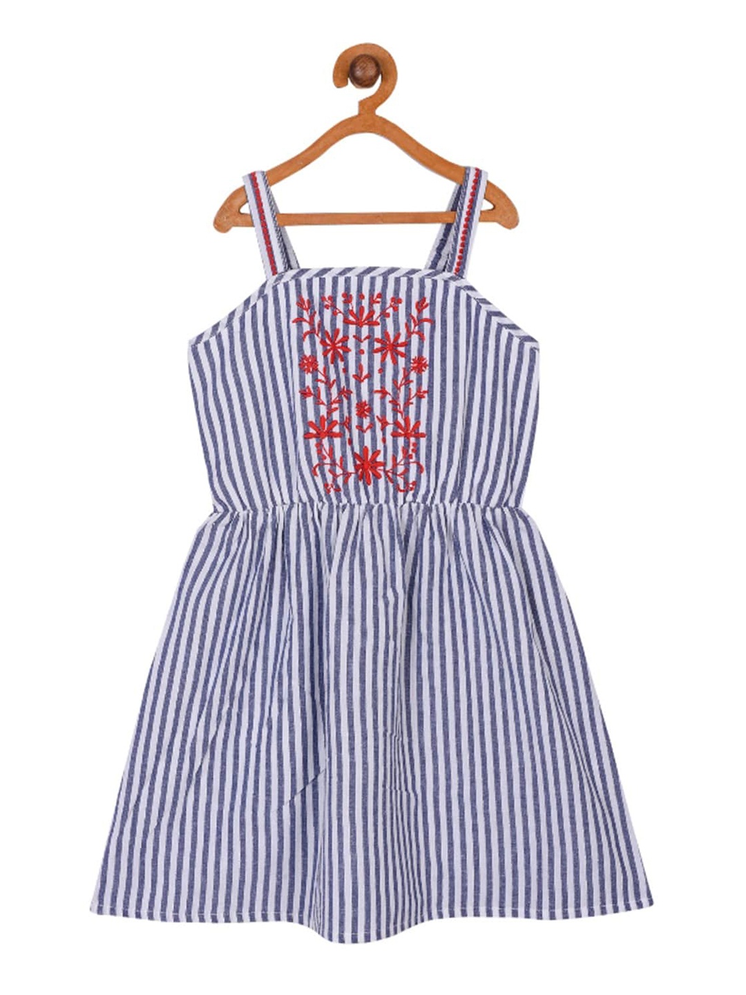 

Miyo Girls White & Blue Striped Dress