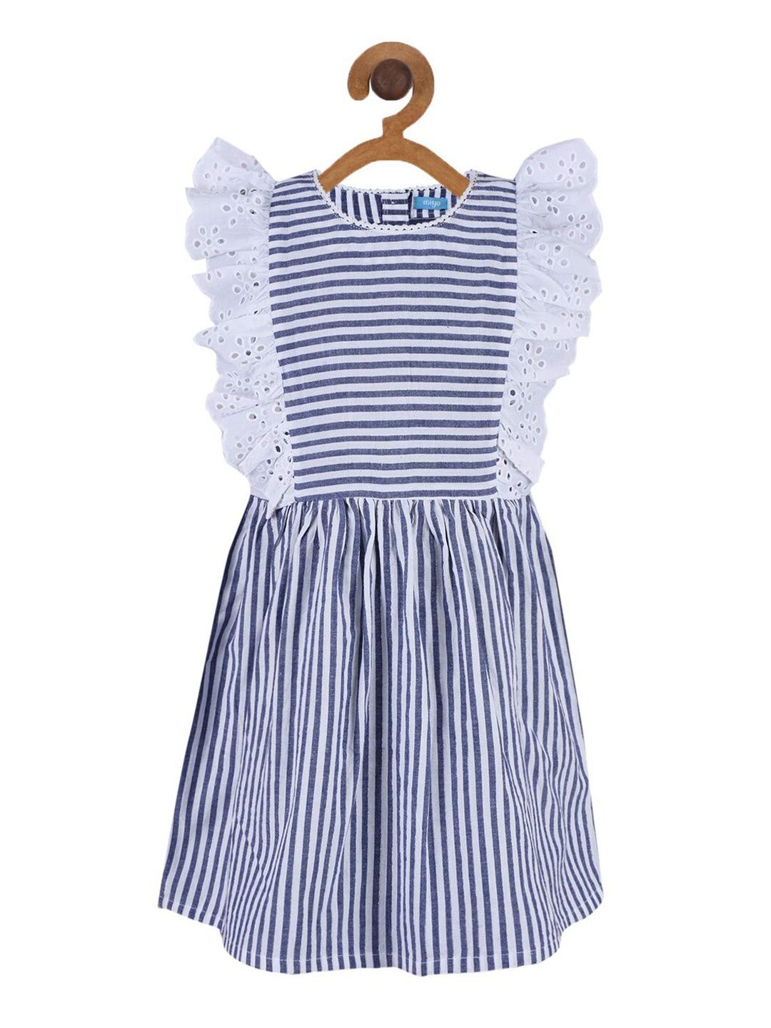 

Miyo Girls Blue & White Striped Dress