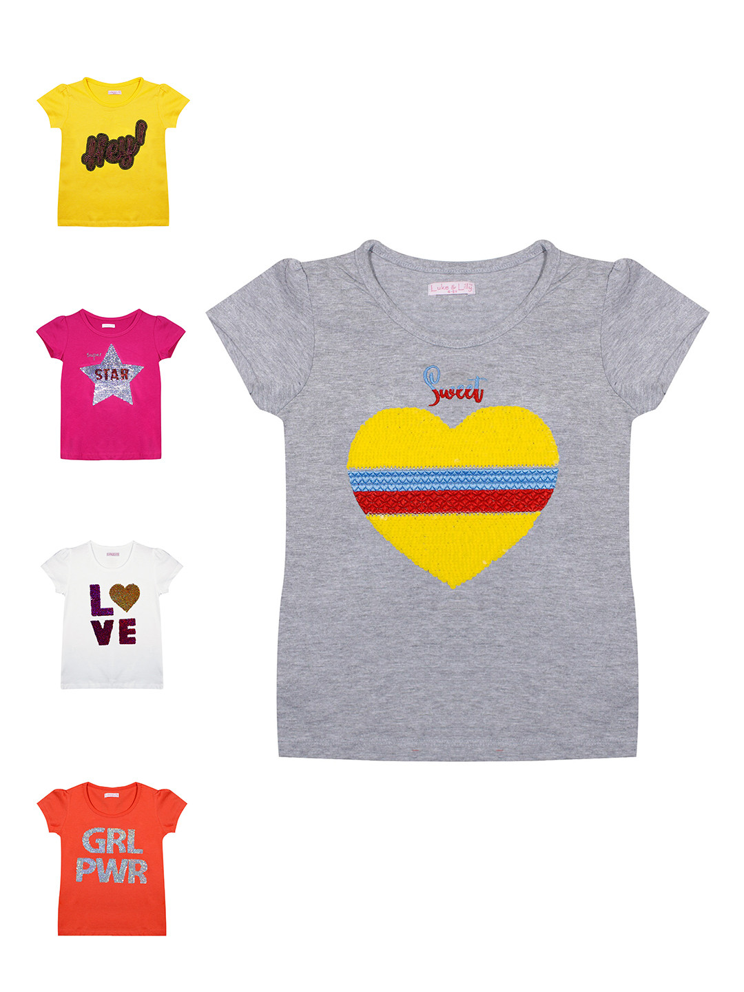 

Luke & Lilly Girls Pack Of 5 T-shirts, Grey