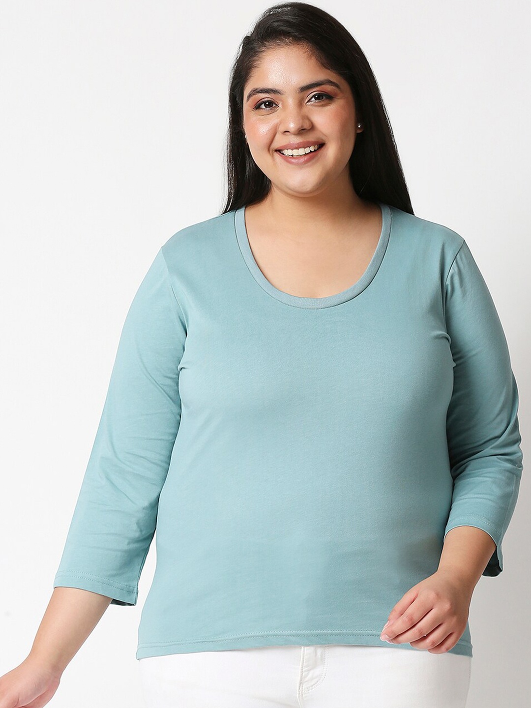 

20Dresses Women Blue Pure Cotton T-shirt (Plus Size)