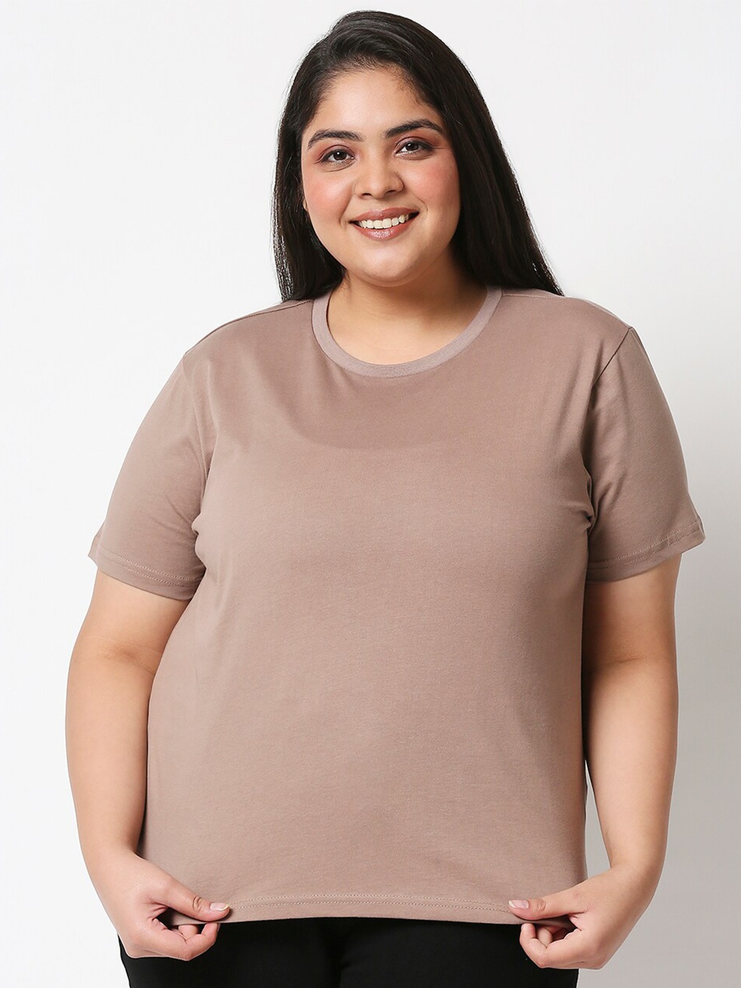 

20Dresses Women Khaki Pure Cotton T-shirt (Plus Size)