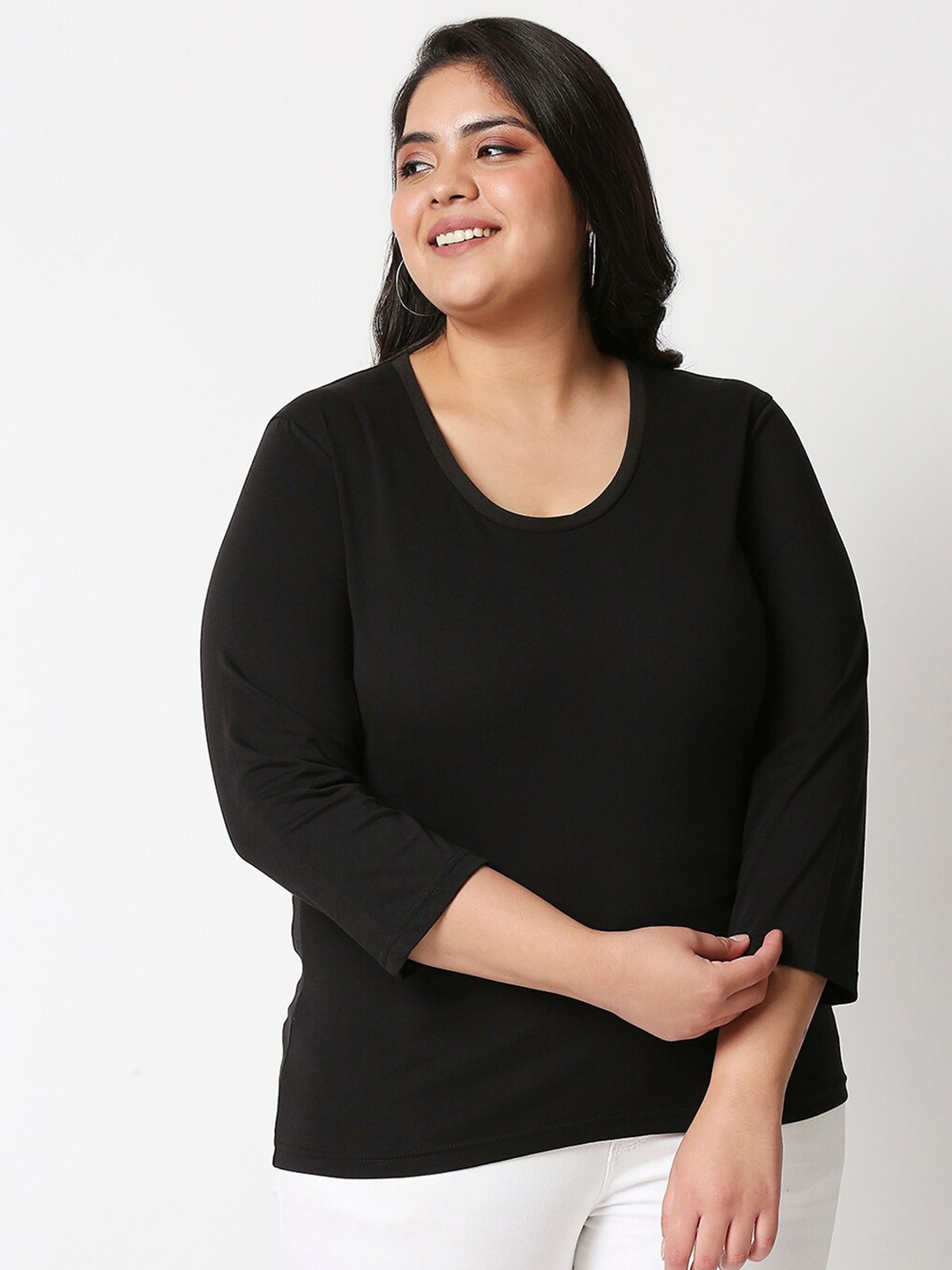 

20Dresses Women Black Pure Cotton T-shirt (Plus Size)