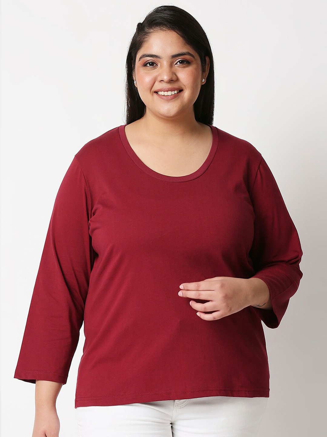 

20Dresses Women Red Pure Cotton T-shirt (Plus Size)