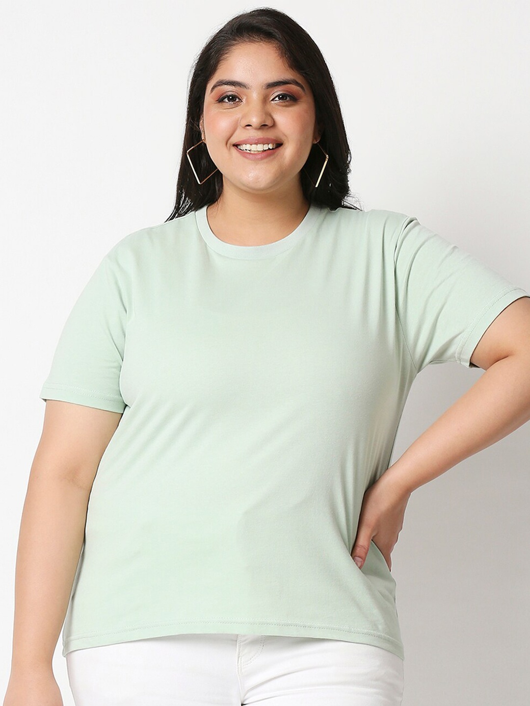 

20Dresses Women Sea Green Solid Regular Fit T-shirt
