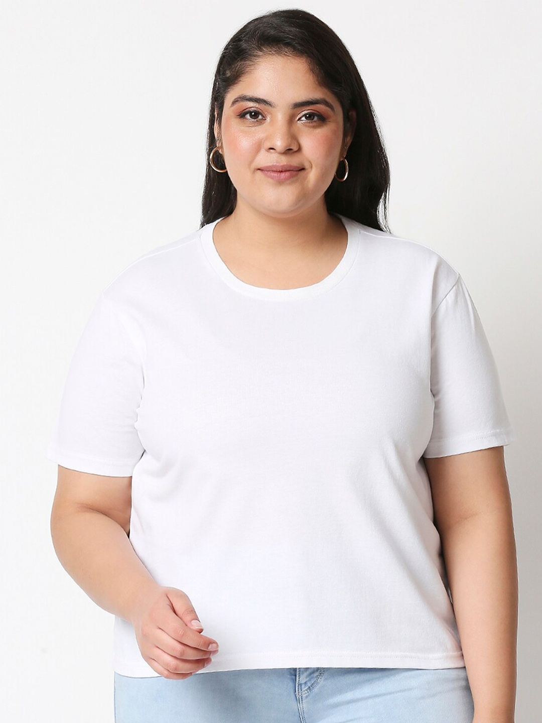 

20Dresses Women White Pure Cotton T-shirt (Plus Size)