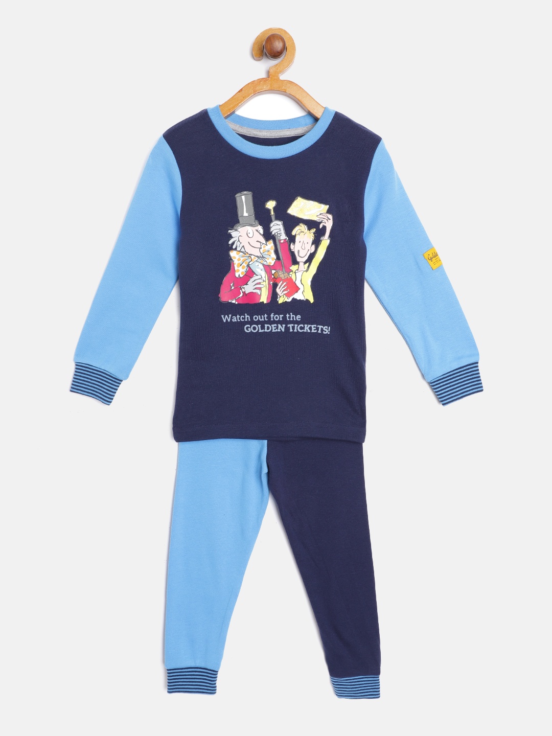 

Marks & Spencer Boys Blue Colourblocked Charlie & The Chocolate Factory Cotton Pyjama Set