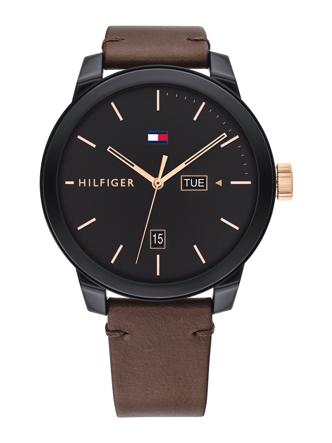 

Tommy Hilfiger Men Black Brass Dial & Brown Leather Straps Analogue Watch TH1791748