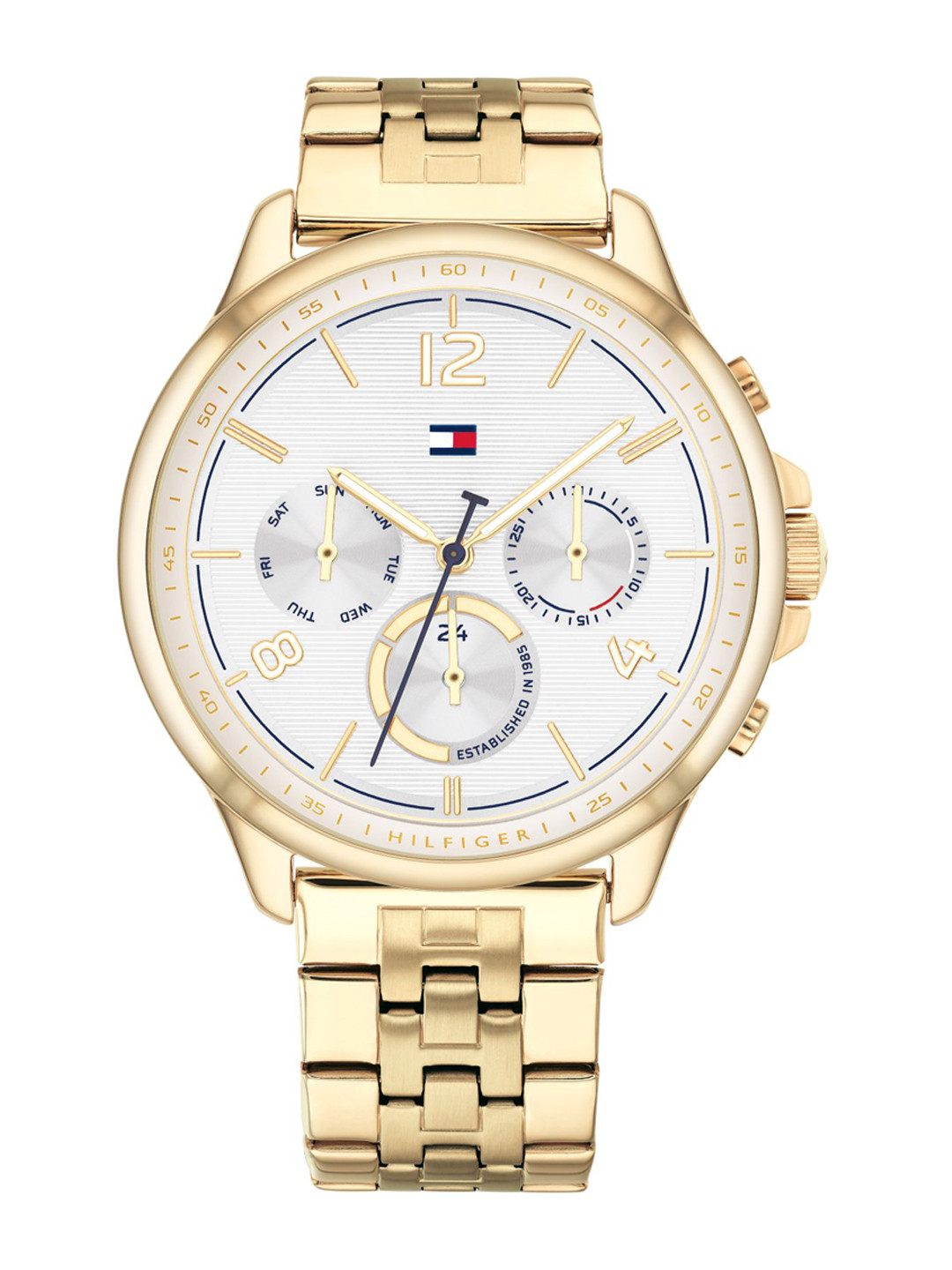 

Tommy Hilfiger Women White Dial & Gold Toned Straps Analogue Watch TH1782223