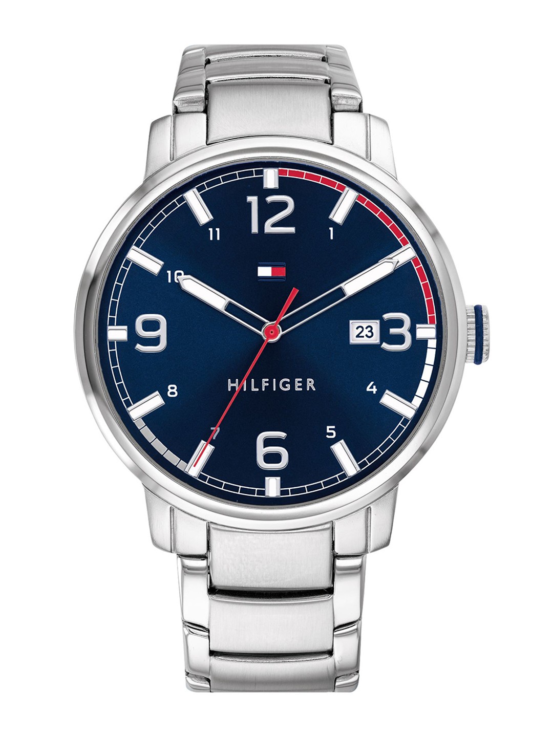 

Tommy Hilfiger Men Blue Brass Dial & Steel Toned Straps Analogue Watch NTH1791754W