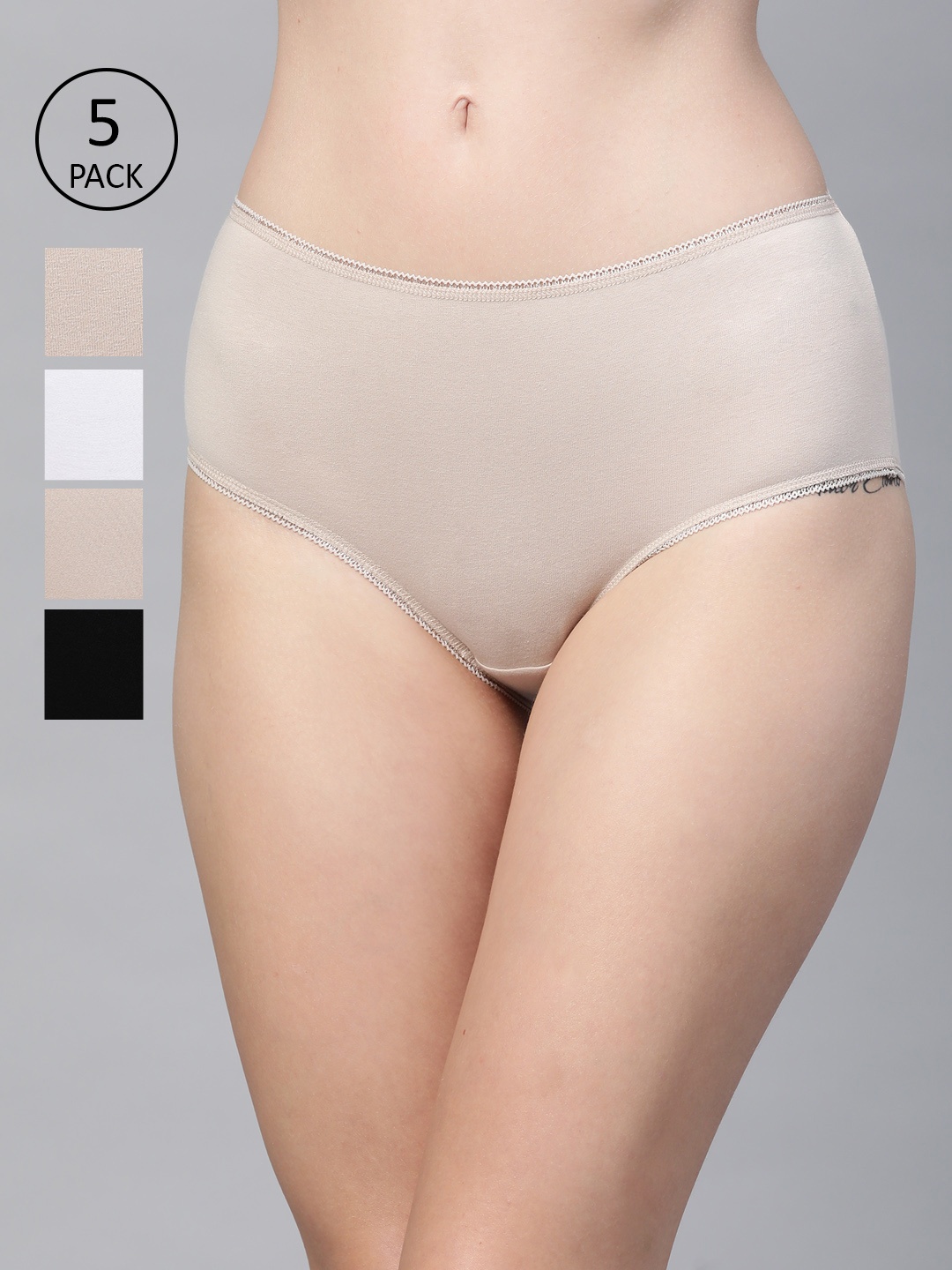 

Marks & Spencer Women Pack of 5 Solid Hipster Briefs T612004XOPALINE, Beige
