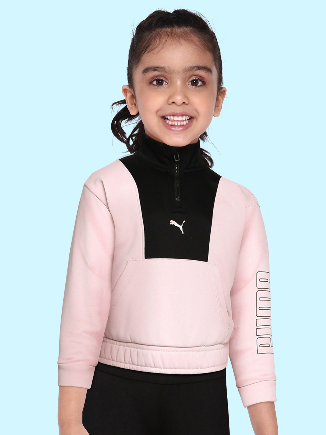 

Puma Girls Pink & Black Runtrain Quarter-Zip Sweat Shirt
