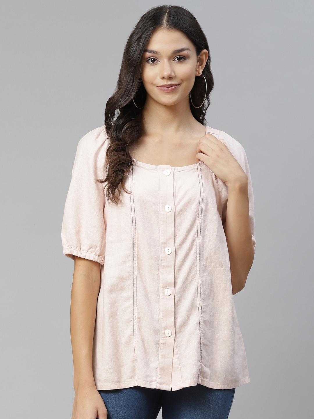 

Marks & Spencer Pink Linen Blend Regular Top