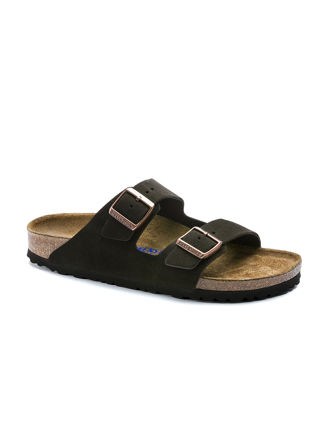 

Birkenstock Arizona Soft Footbed Mocha Regular Width Suede Leather Two-Strap Sandals, Olive