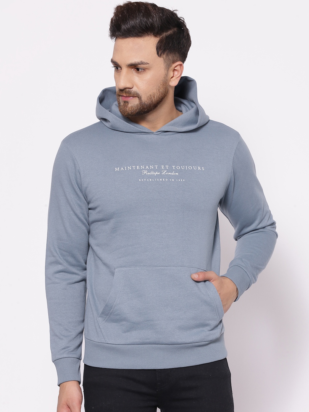 

Red Tape Men Turquoise Blue Hooded Sweatshirt
