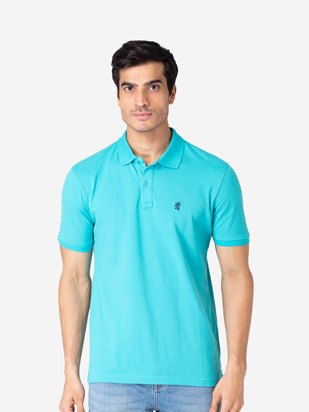 

Red Tape Men Sea Green Polo Collar Pure Cotton T-shirt