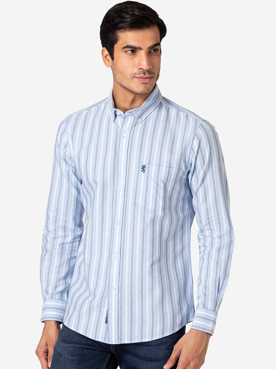 

Red Tape Men Blue & White Striped Cotton Casual Shirt