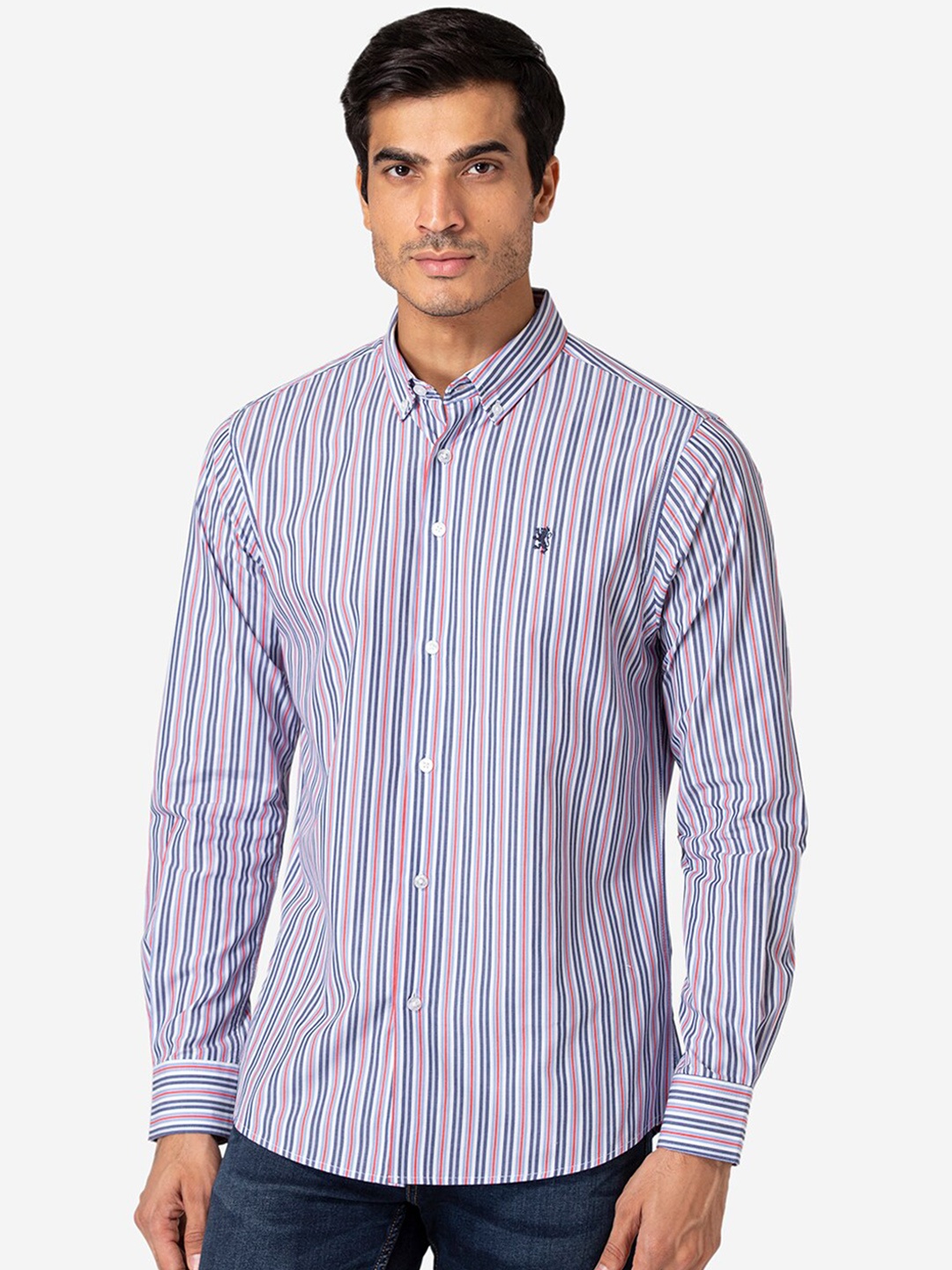 

Red Tape Men Blue & White Striped Cotton Casual Shirt