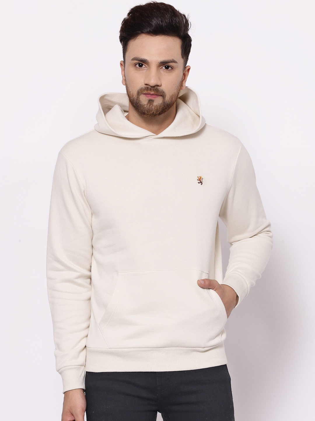 

Red Tape Men Off White Hooded Sweatshirt