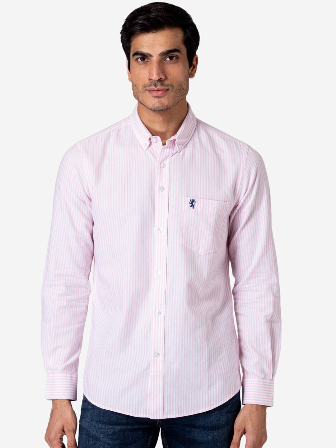 

Red Tape Men Pink & White Striped Cotton Casual Shirt