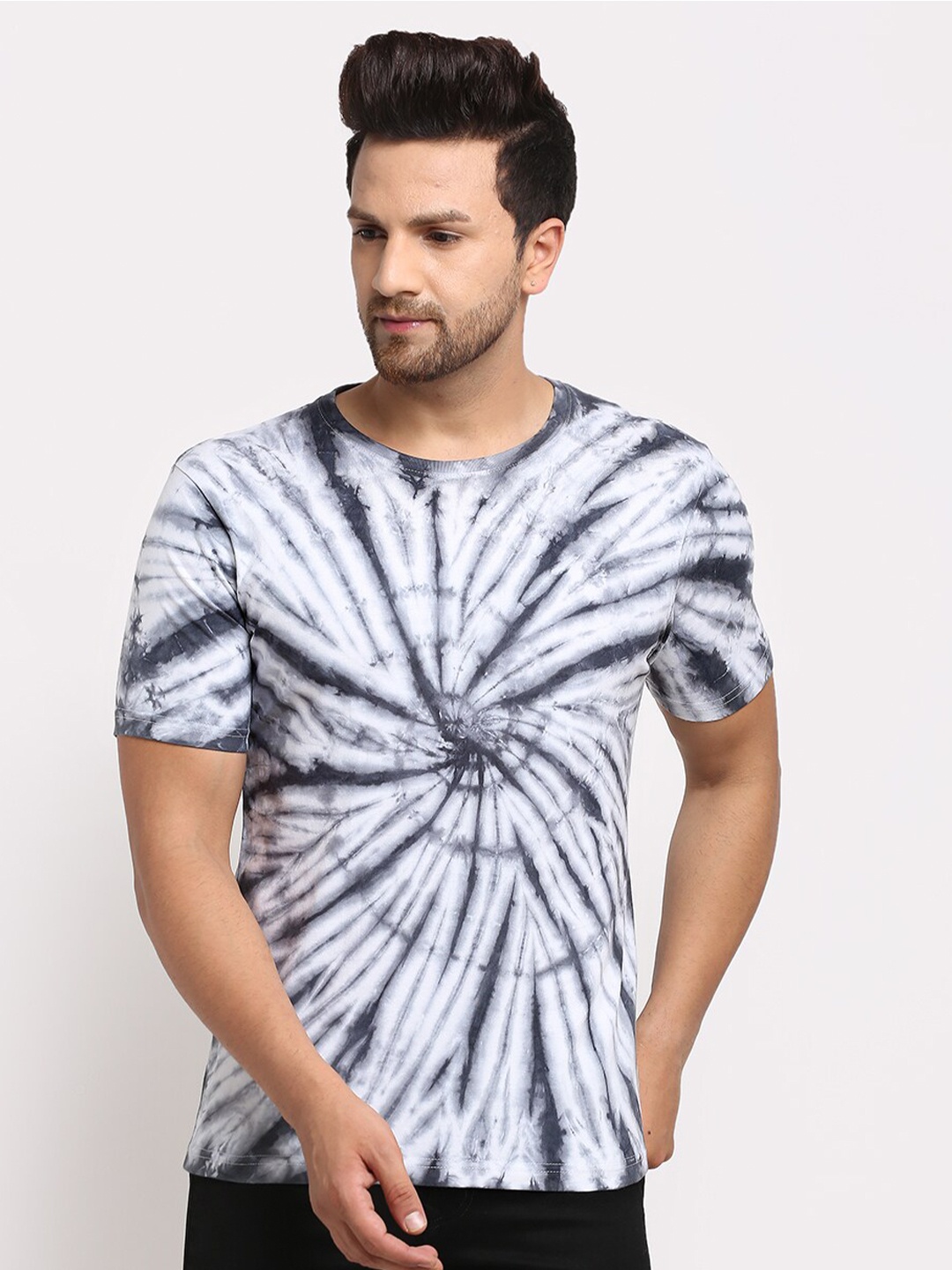 

Ennoble Men Grey & White Tie & Dyed T-shirt