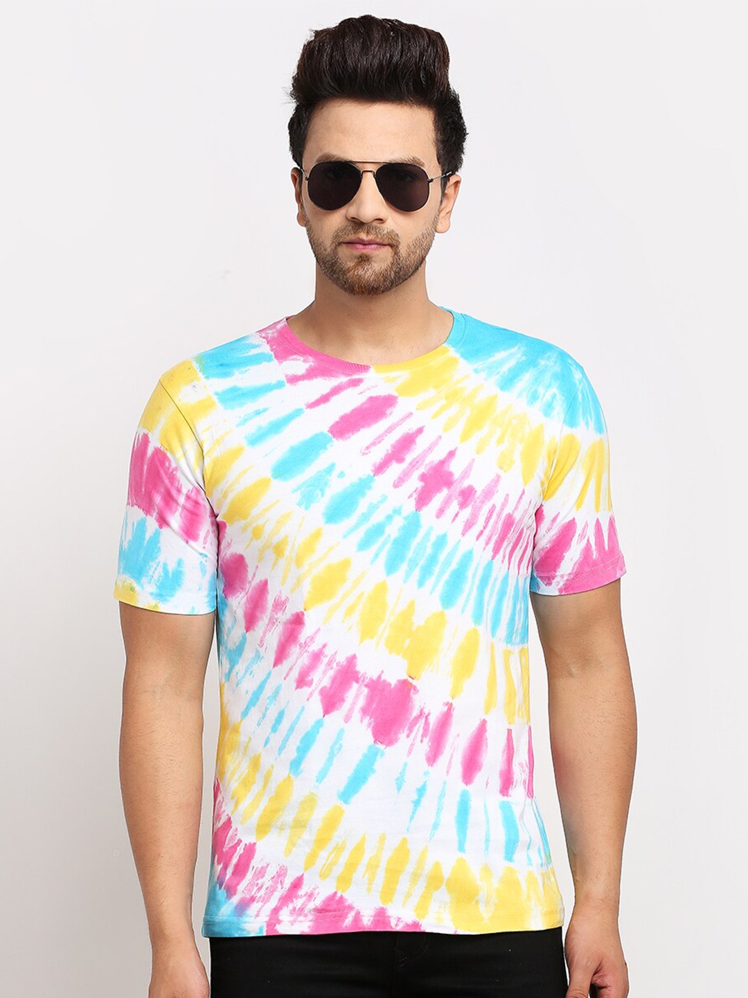 

Ennoble Men Multicoloured Tie & Dyed T-shirt, Multi