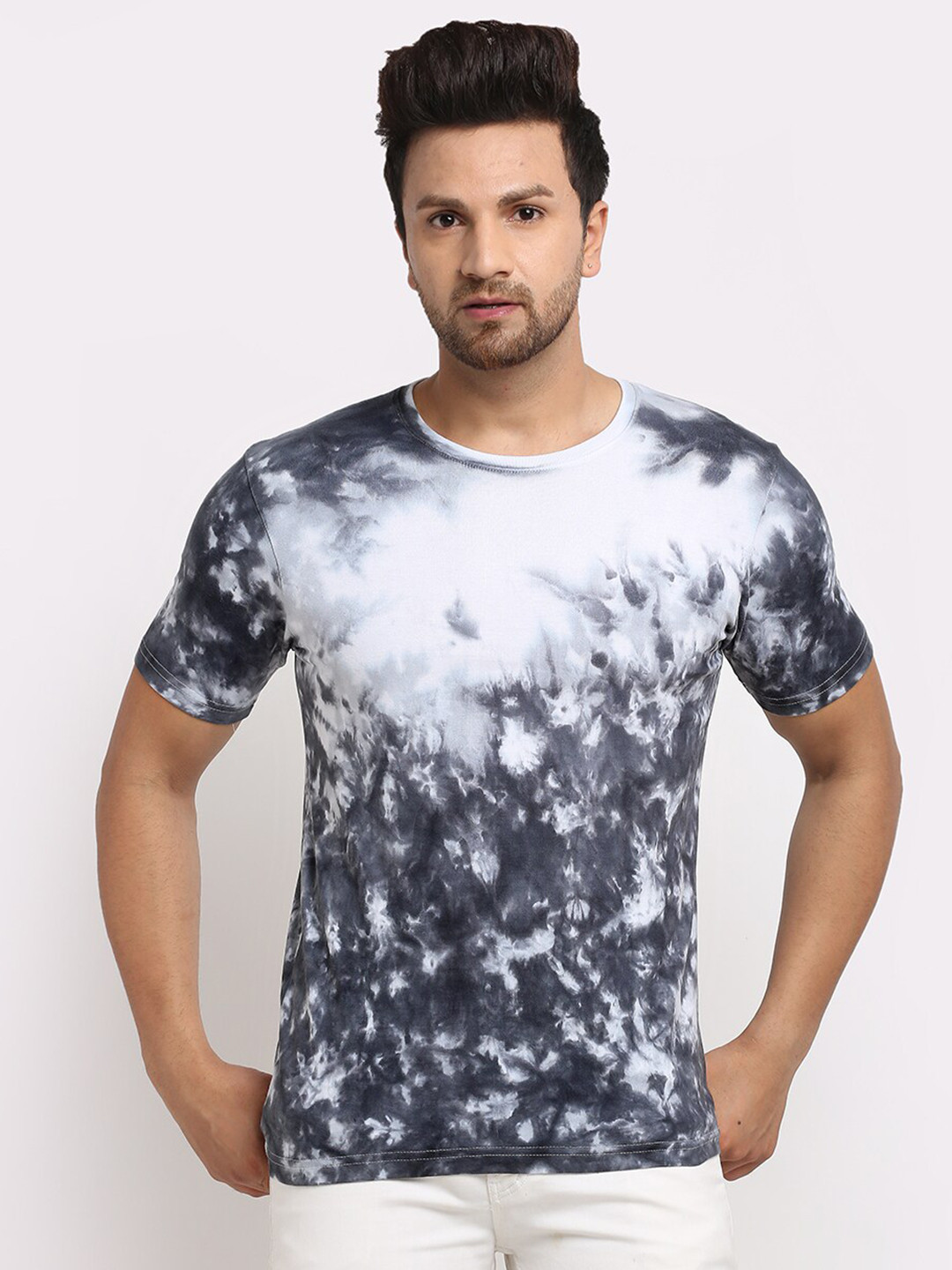 

Ennoble Men Grey Tie & Dyed T-shirt