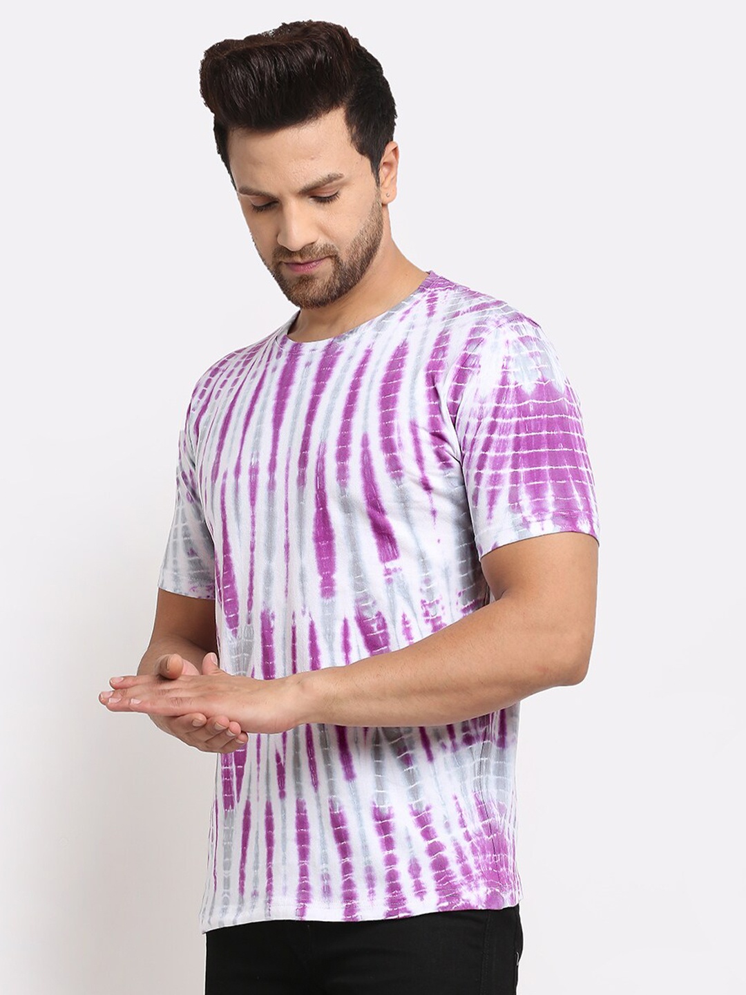 

Ennoble Men Pink & White Tie & Dye T-shirt