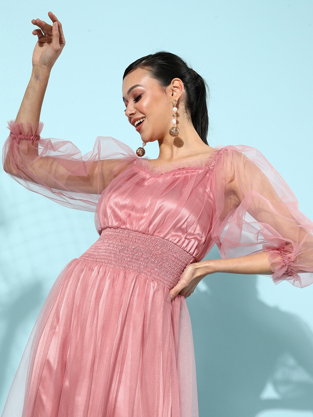

Antheaa Women Pretty Pink Sleek Dress